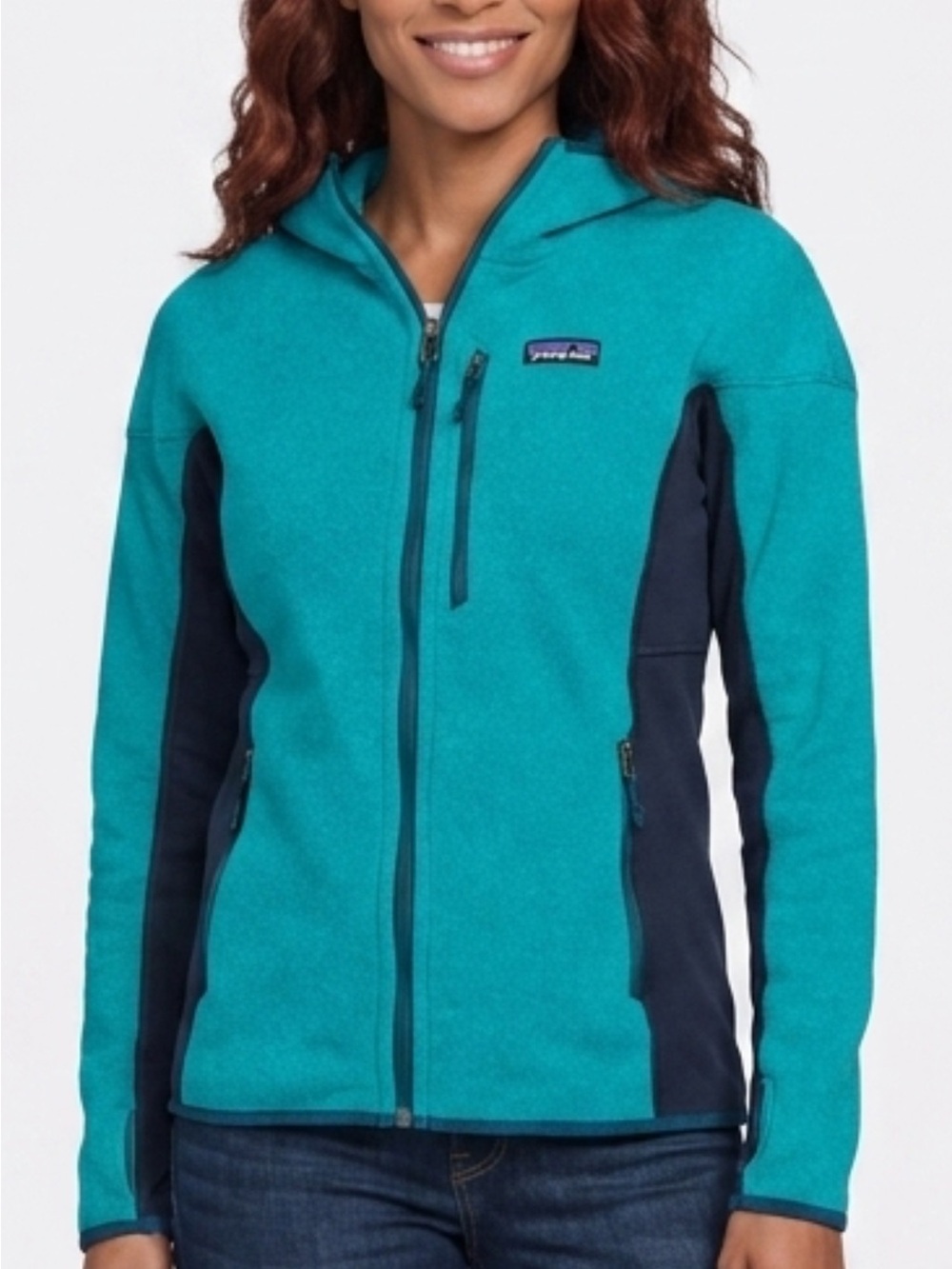 Patagonia Teal and Navy Hooded Full-Zip Women's Jacket
